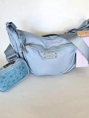 Madden Girl Light Blue Hobo Crossbody Bag w/Detachable Jeweled Pouch